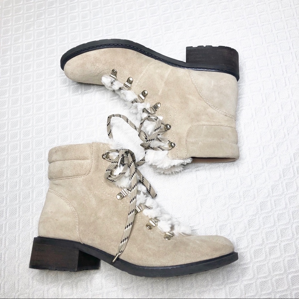 Sam Edelman Darrah Suede & Fur Sherpa Ankle Boots - Picture 5 of 8